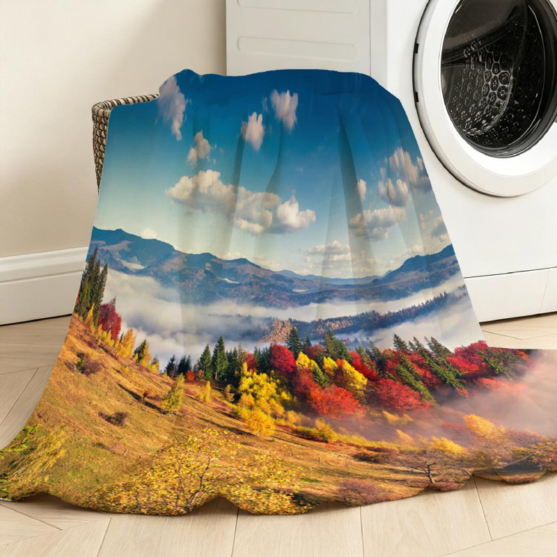 Jeté en molleton orange ultra doux, imprimé d'un côté coloré, Throw 30" x 40"