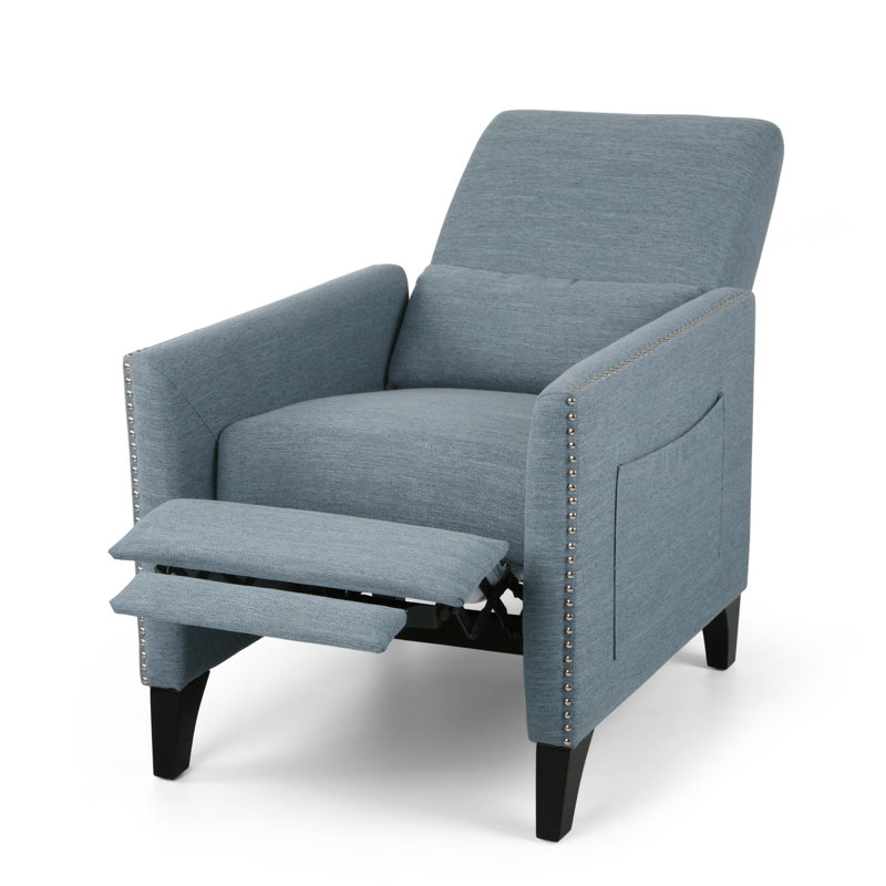 Aresha Upholstered Recliner, Blue