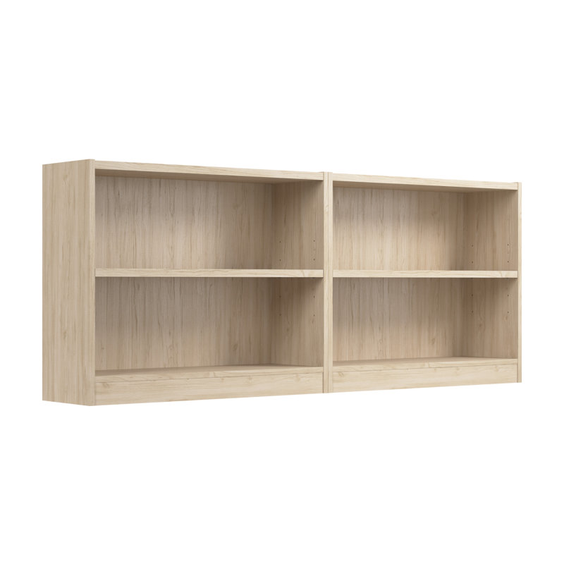 Paulica 2-Piece Paulica 2-Shelf Bookcase with Adjustable Shelves, Natural Elm