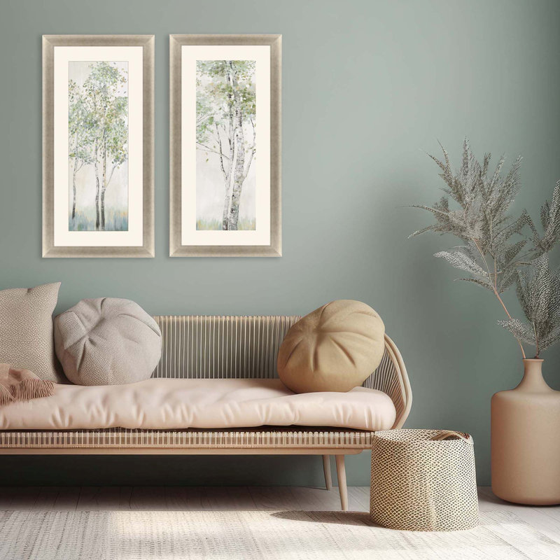 Champagne Gold Framed Landscape Poster Set with Tree Theme