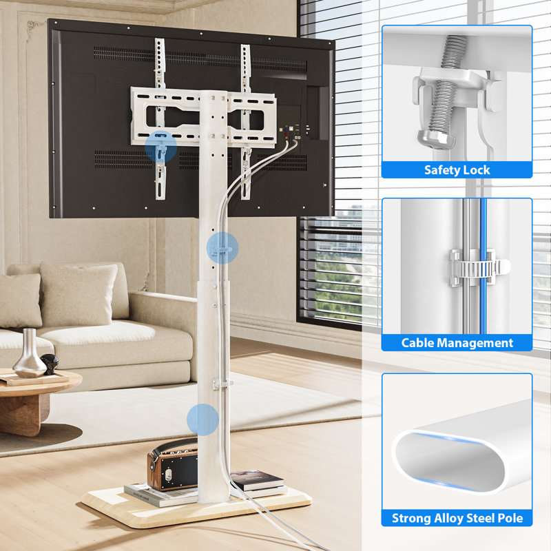 Mobile Tv Stand With Concealed Caster Wheels For 24-55 Inch Tvs