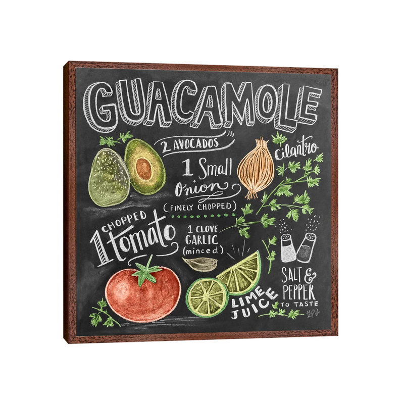 Guacamole Recipe - Print on Canvas, Classic Brown Wood Framed, 66.04 cm H x 66.04 cm W