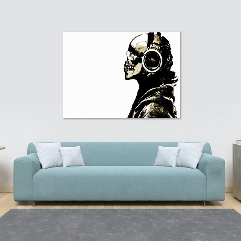 Banksy DJ Skull by Banksy - No Frame Print on Canvas, 20.5cm H x 30.5cm W x 3.8cm D