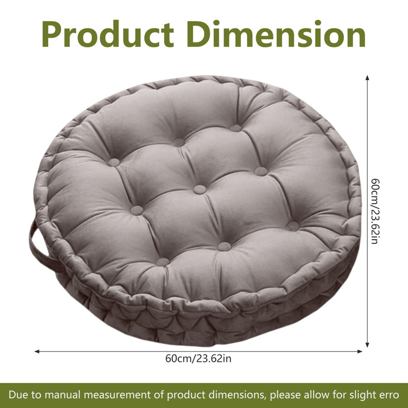 Coussin de méditation rond 23,6 po, coussin de sol épais pour yoga et tatami, Gray