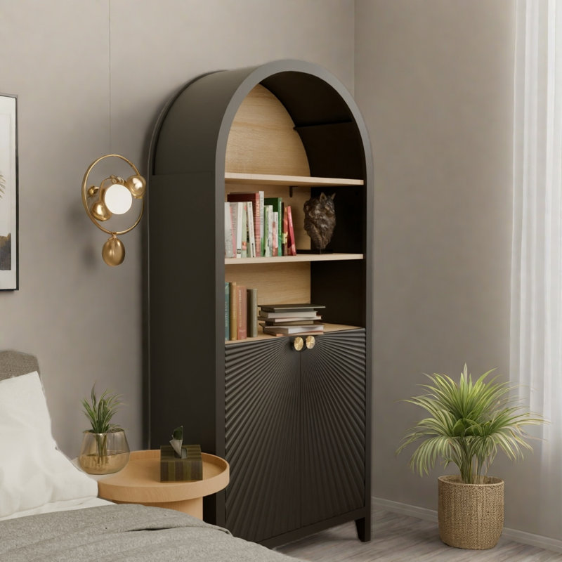 Tall Arched Bookcase With Storage