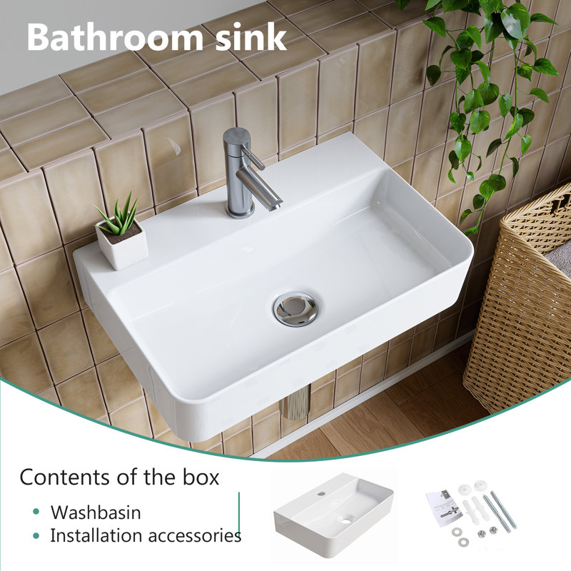 Belfry Bathroom 460mm L x 310mm W Natural Ceramic Rectangular Sink