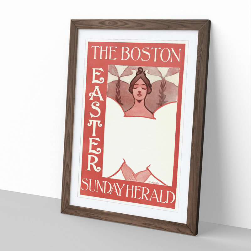 The Boston Easter Sunday Herald by Ethel Reed - Picture Frame Painting, 36cm H x 27cm W x 2cm D, Walnut Framed