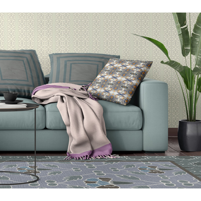  Housse de coussin carré et insert, H 20 po x l 20 po, Fermeture éclair, Gris / Orange