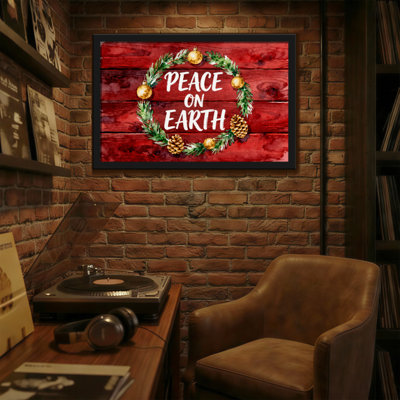 Christmas Peace On Earth Wreath Pattern Print