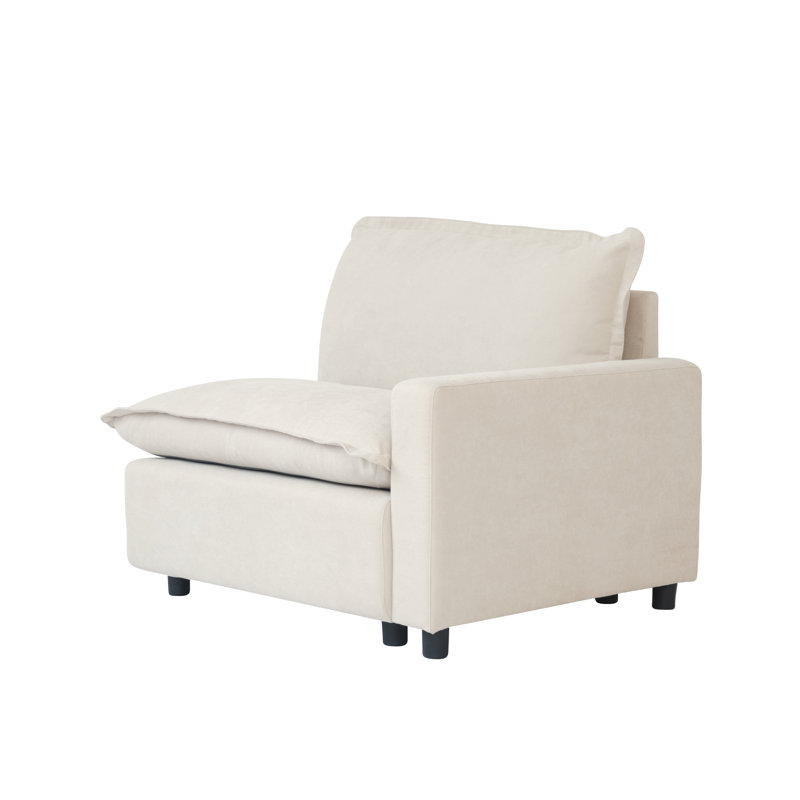 Moncada Upholstered Modern Linen Fabric One-Armed Chair, Beige
