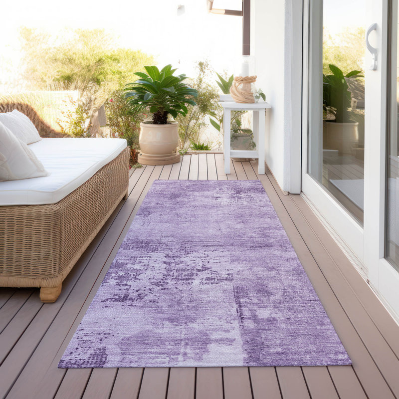 Cassiva Purple Washable Indoor-Outdoor Rug - , 2'3" x 7'6"