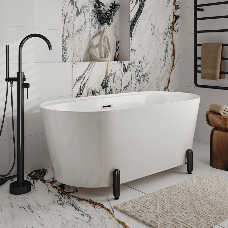 Baignoire autoportante 59 "avec support noir mat Monaco, Blanc mat