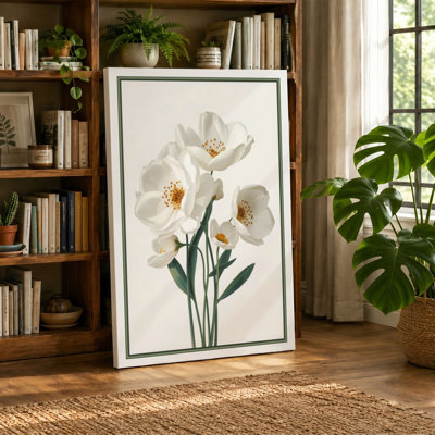 White Narcissus Study Botanical - Wrapped Canvas