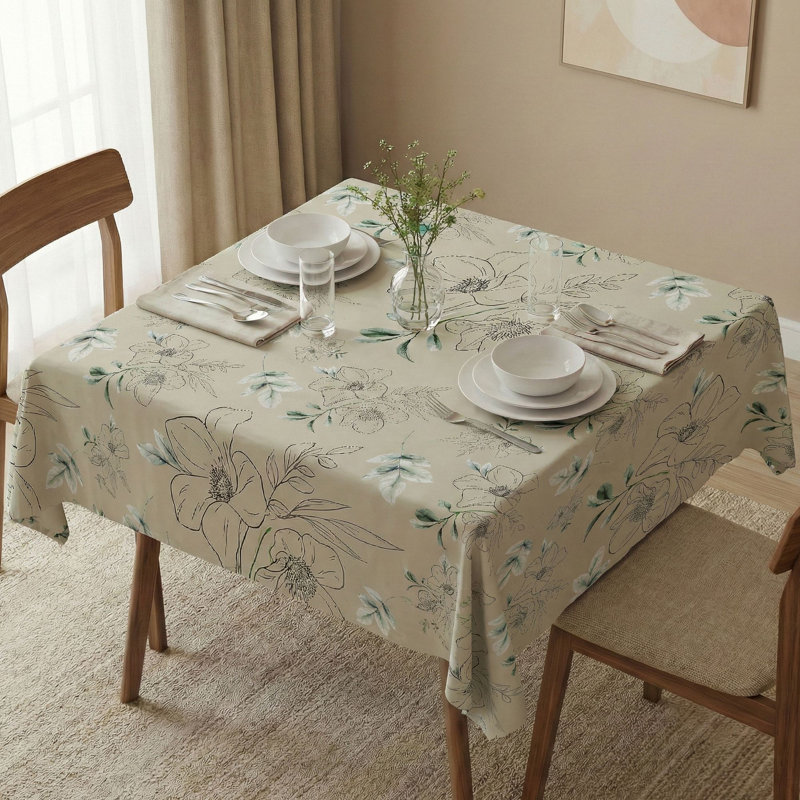 Premium Tablecloth (55 x 55 Inches), 50% Cotton & 50% Polyester, Washable & Ironable | Machine Wash Safe at 86°F, Tumble Dryer Safe | Elegant Design for Dining Room & Special Occasions, Easy Care & Durable