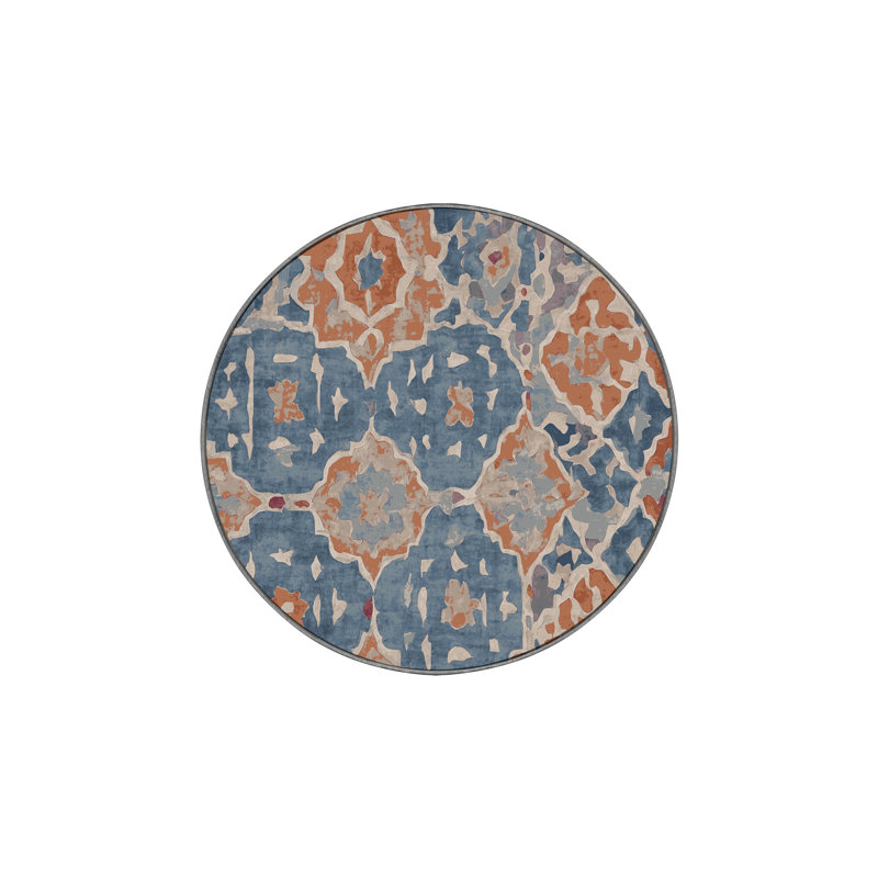 Machine Washable Gray Area Rug, Round 6'