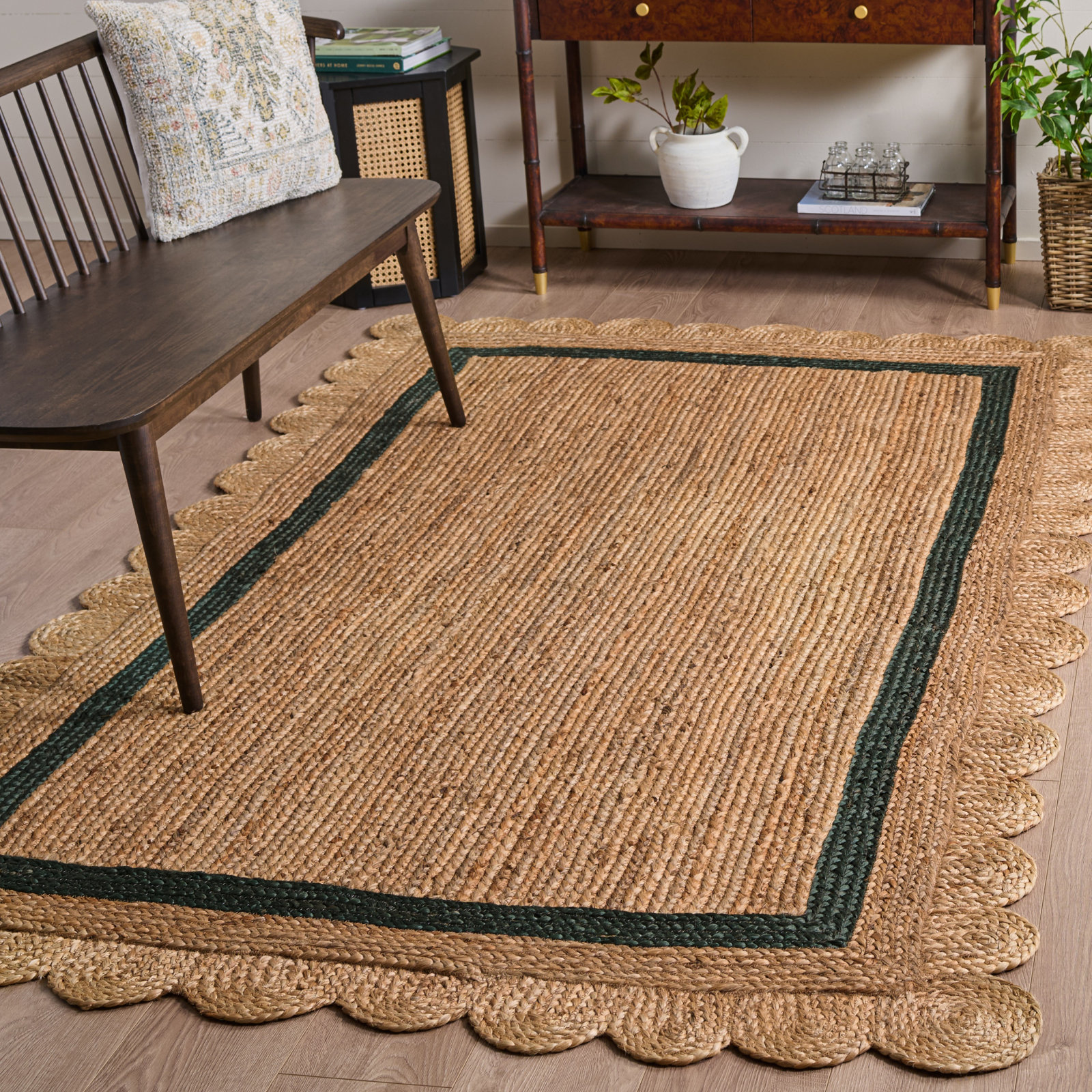 Inaki Hand-Woven Geometric Jute Rug, Rectangle 4' x 6'