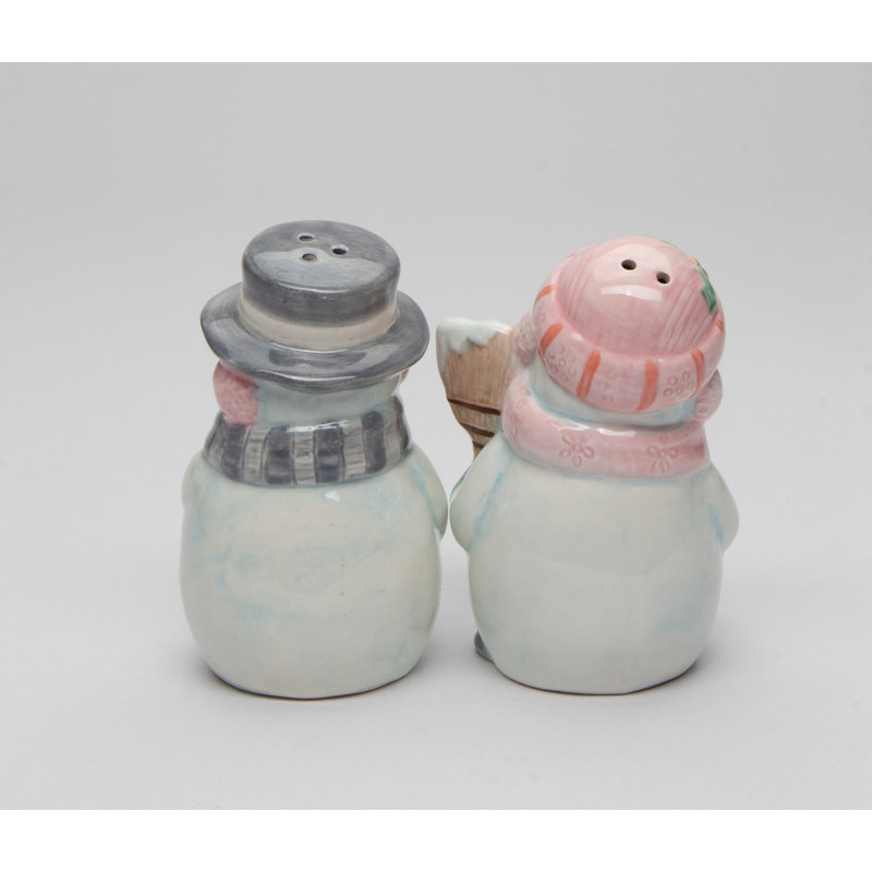Joyeux bonhomme de neige, sel et poivre, Blanc / gris / rose
