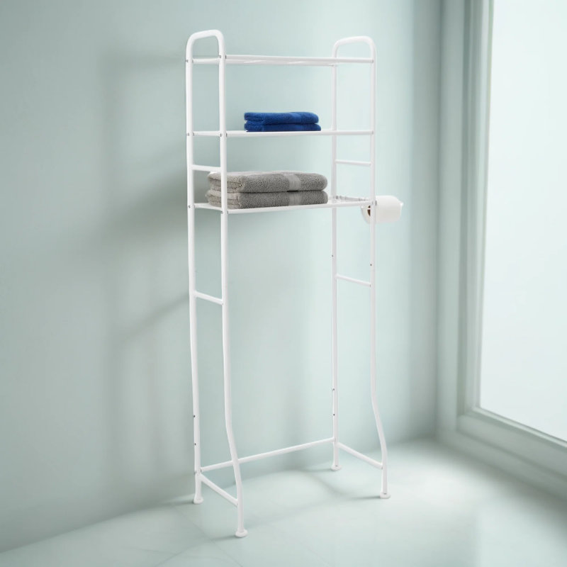 Organisateur de rangement au-dessus de la toilette à 3 niveaux avec porte-papier hygiénique, panier de rangement pour salle de bain peu encombrant pour les mouchoirs, assainisseur d'air et articles essentiels