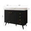 Meuble-lavabo autoportant 36 po avec comptoir en faux marbre, lavabo en céramique, 5 tiroirs et pieds en acier inoxydable-682620484