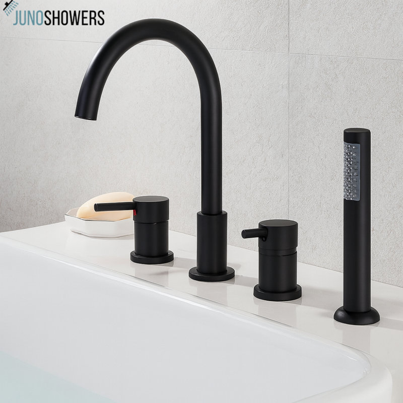 Système de douche mural avec valve thermostatique et douchette, Noir