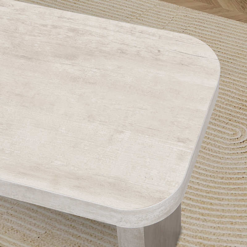 Rectangle Wood Detachable Coffee Table, White