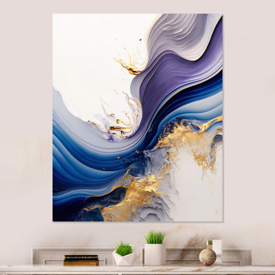 «Blue and Gold Splash Paint I», peinture sur toile