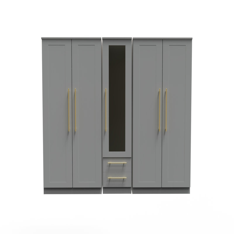 Fully Assembled 2 Door Wardrobe, 197cm H x 111cm W x 53cm D, Dusk Grey