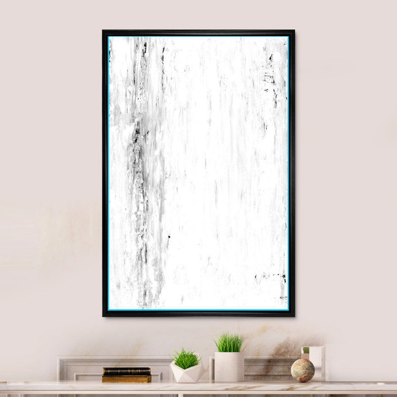Art abstrait noir et blanc - reproduction d'art sur toile, H 36 po x l 24 po x P 1 po, Cadre flottant noir