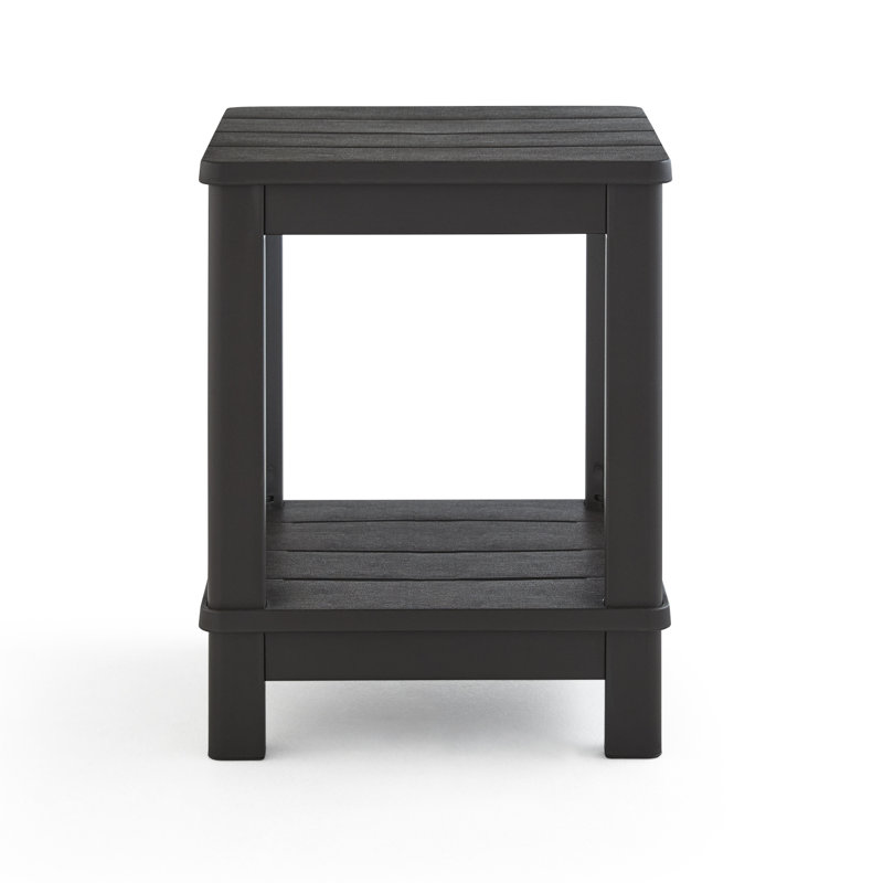 Keter Deluxe Adirondack Side Table Durable Resin Outdoor Double Tier Patio End Table (Choose Color), Brown