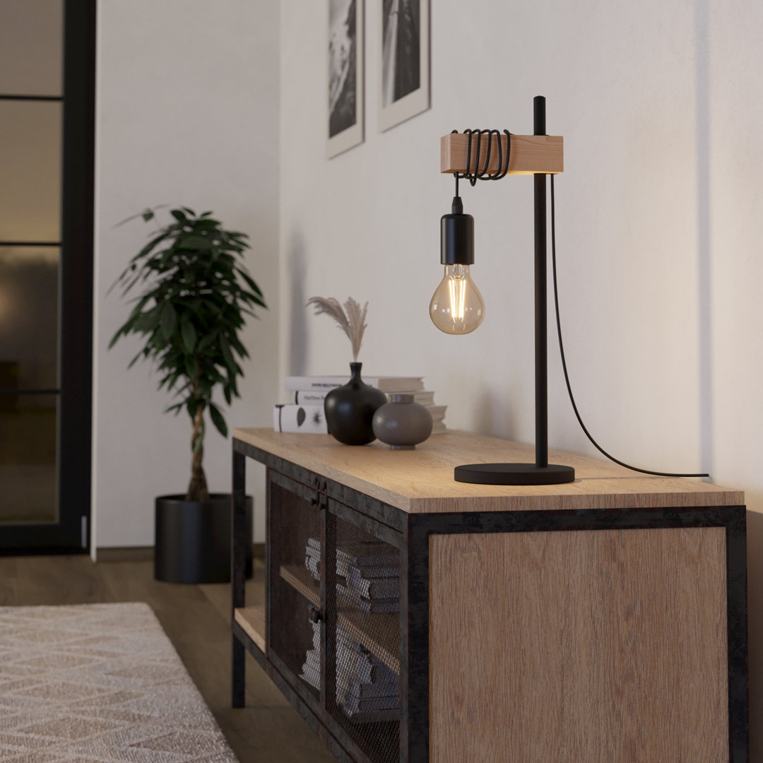 Townshend Black Metal & Natural Wood Table Lamp