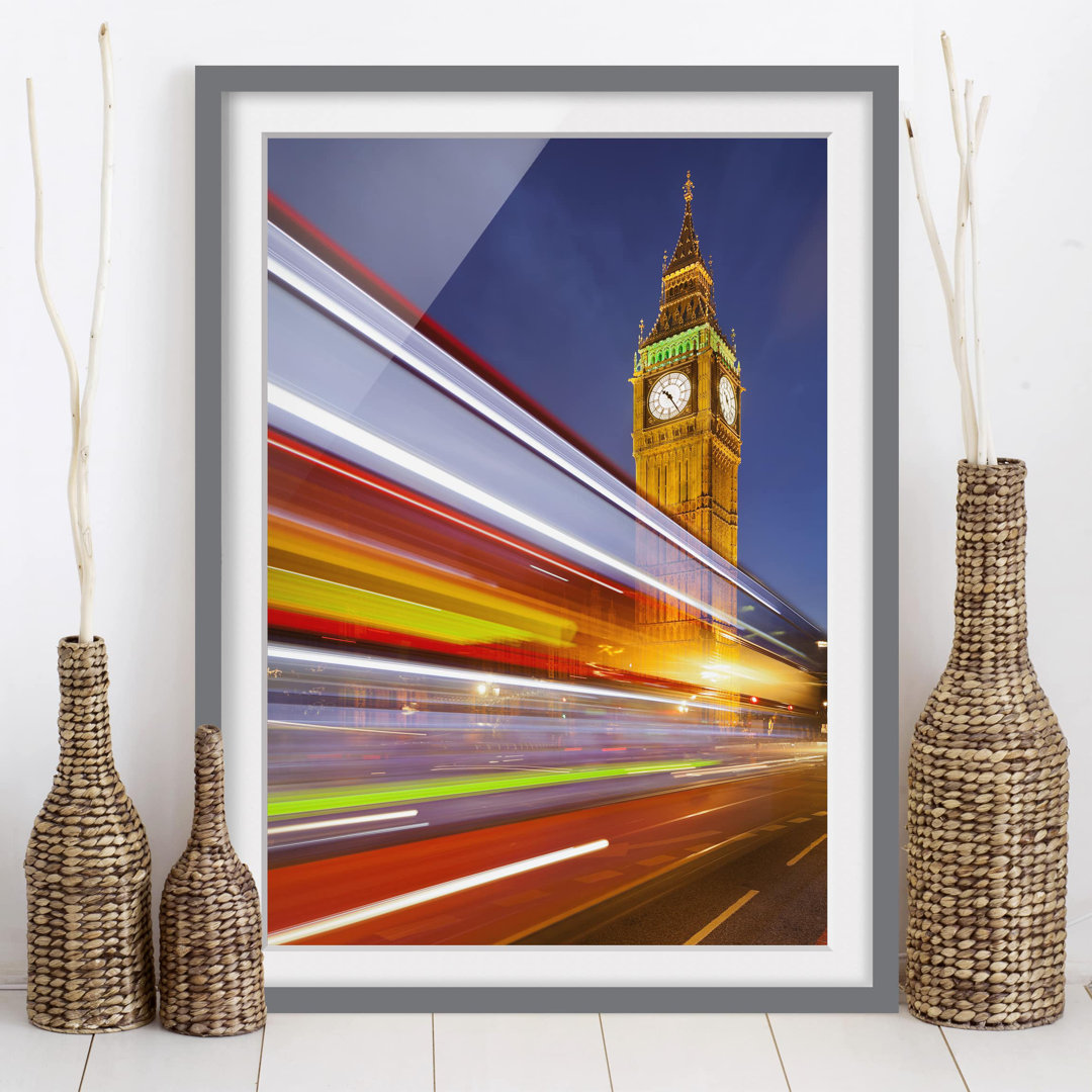 Gerahmter Kunstdruck Traffic in London von Big Ben at Night