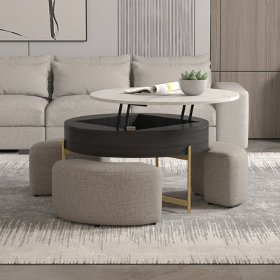 Round Lift-Top Coffee Table Set
