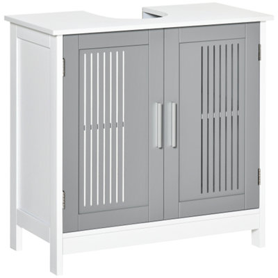 Armoire moderne sous le lavabo avec 2 portes, armoire de salle de bain piédestal sous le lavabo, meuble-lavabo avec tablettes réglables