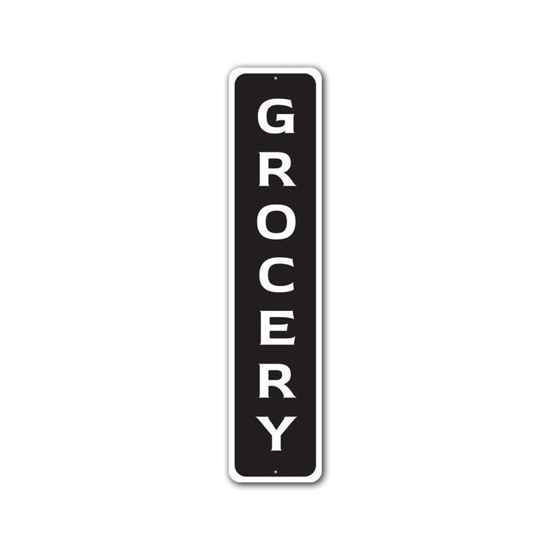 Panneau vertical d'épicerie en aluminium, H 6 po x l 24 po x P 0,06 po