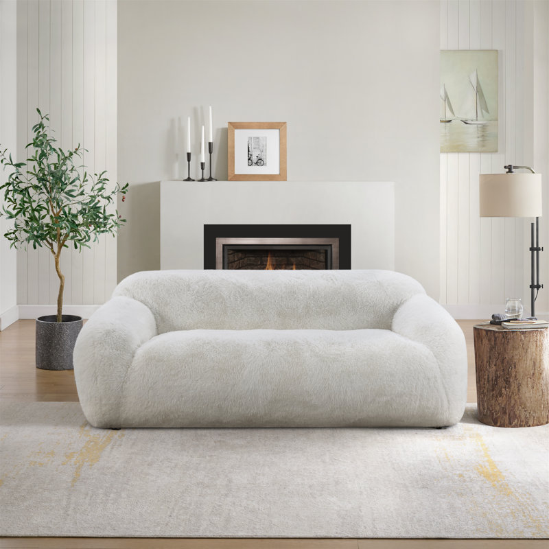Canapé en fausse fourrure Roundhill Furniture, Blanc