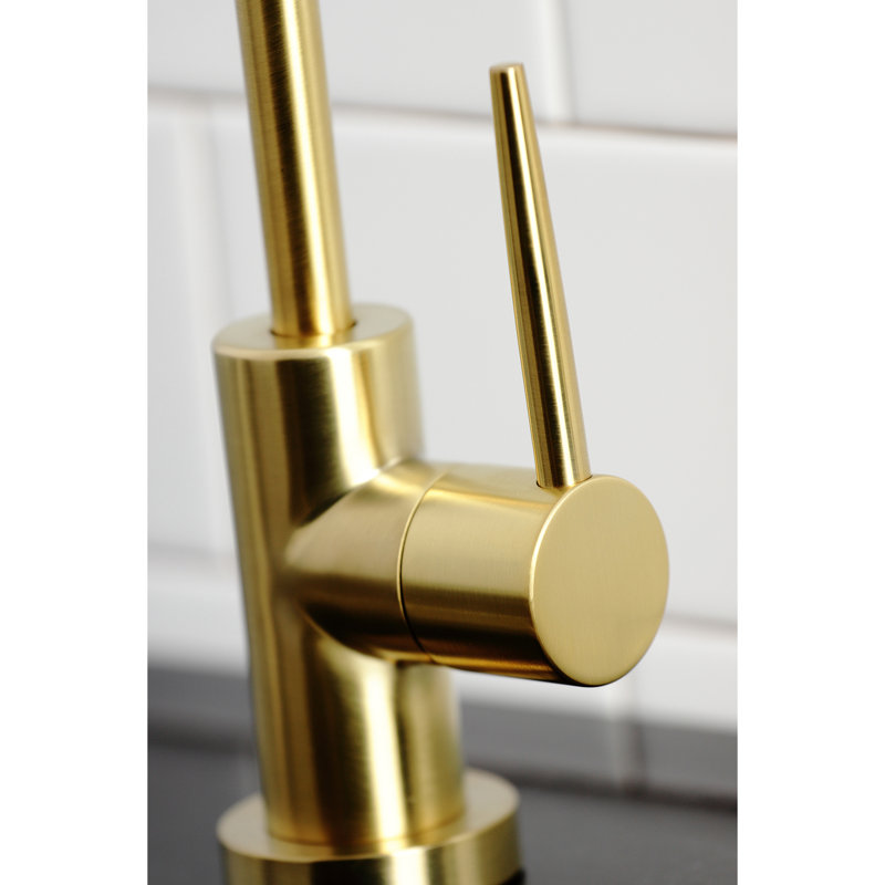 Kingston Brass New York Single-Handle 1-Hole Deck Mount Water Filtration Faucet, Satin Brass