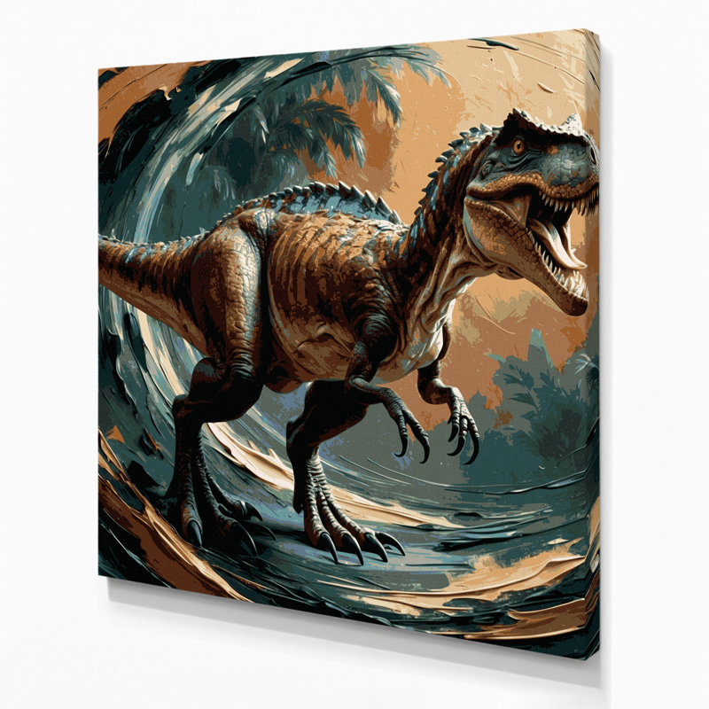 «Dinosaur Deinonychus», art mural sur toile noire, H 32 po x l 32 po