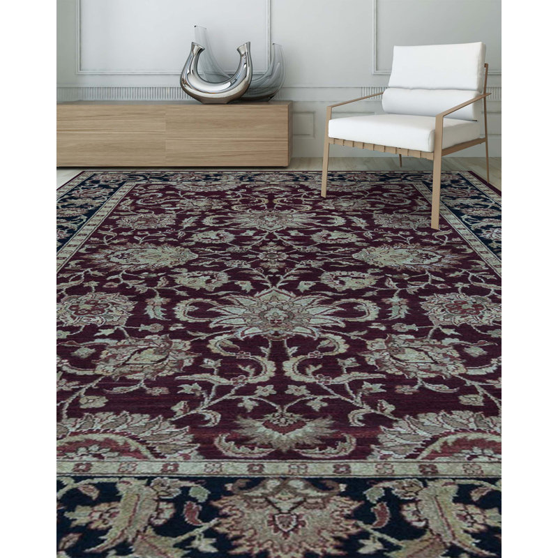 Sultanabad Wool Oriental Area Rug in Red/Navy/Beige