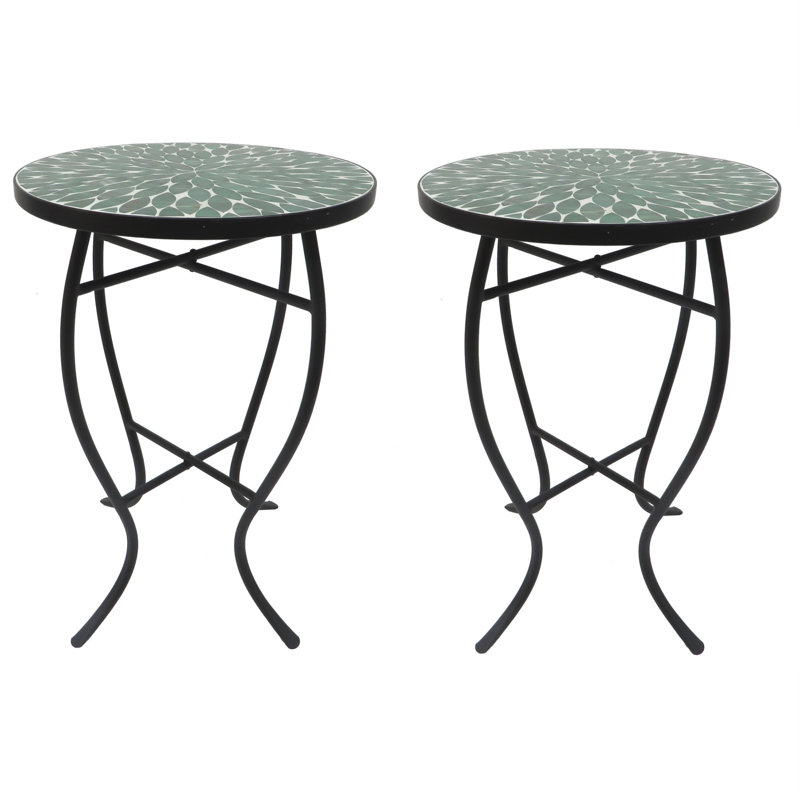Round Metal Outdoor Side Table , 14'' in. W 21'' in. D
