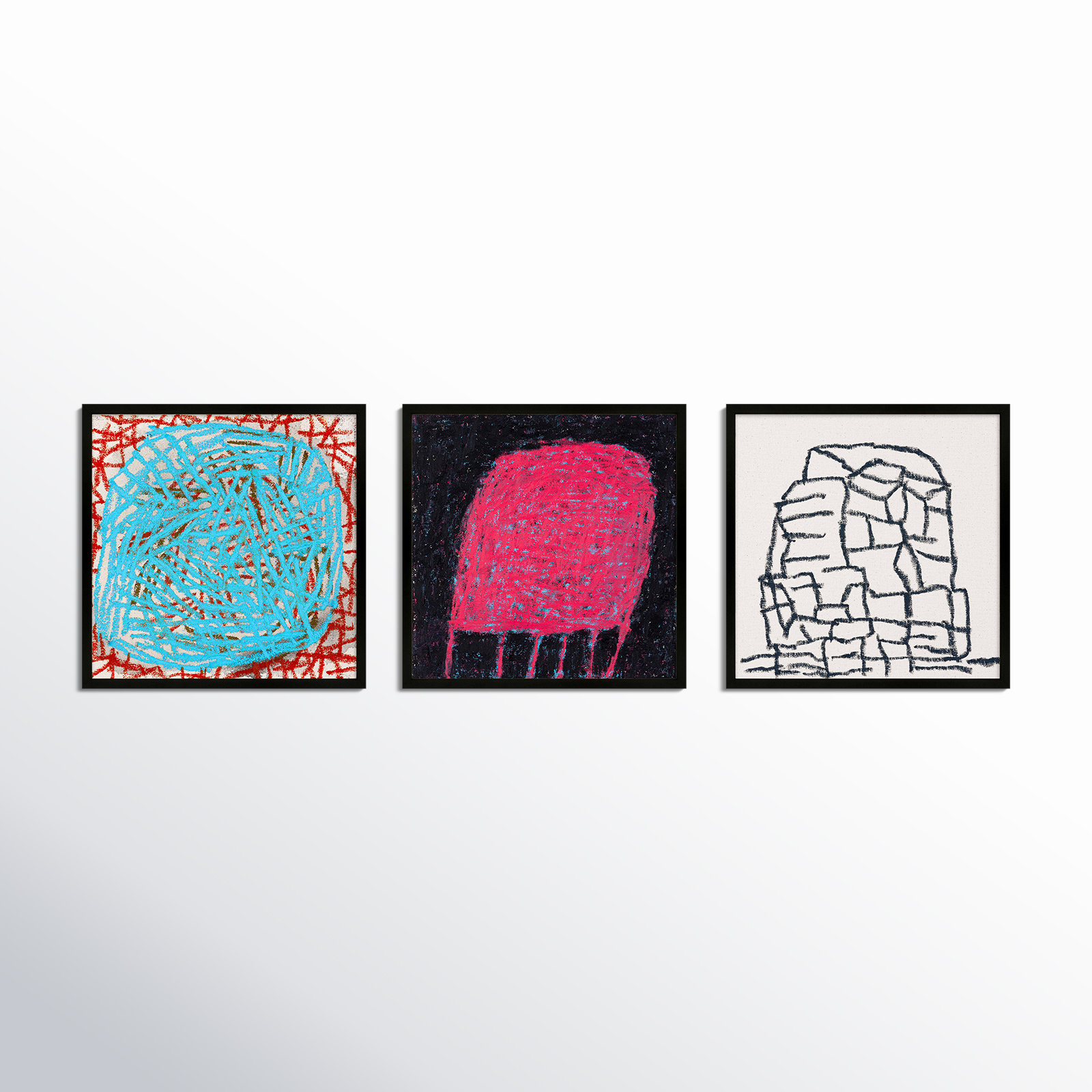Dreya "Love Bug" 3-Piece Print Set, Black, 16" H x 48" W  x 1.25" D