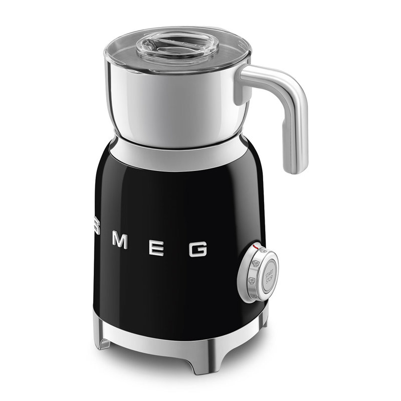 Black Retro Style Milk Frother with Automatic Shut-off