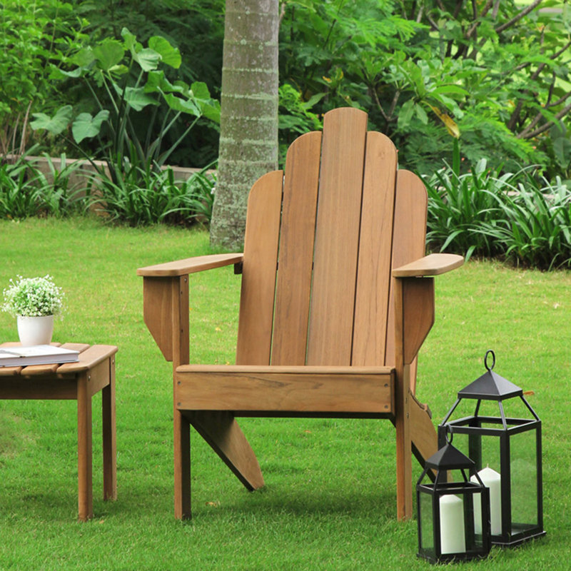 Sanchaya Teak Outdoor Adirondack Chair, Natural