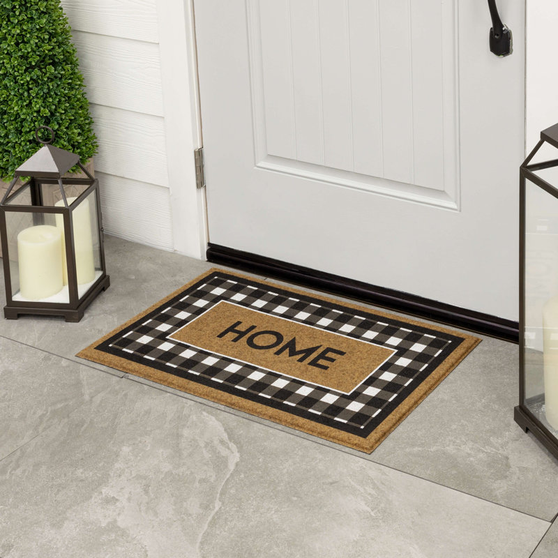 Fall Welcome Home Black/White Geometric Weather Resistant Non-Slip Outdoor Door Mat