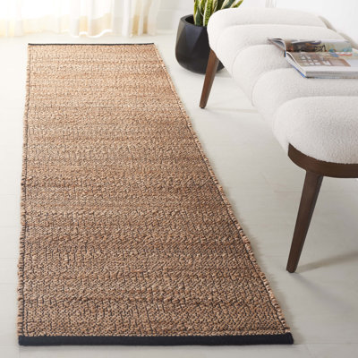 Natural Fiber Flat Weave Jute/Cotton Rug in Natural/Brown