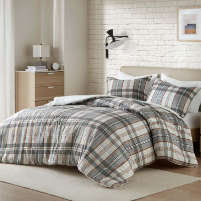 Ensemble de housse de couette pour grand lit à carreaux Housse de couette à carreaux classique pour auberge pour grand lit, moderne, décontracté et léger