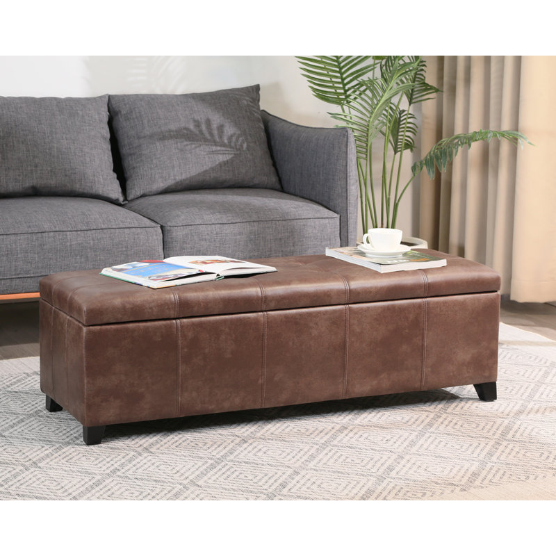 Banc de rangement avec repose-pieds 48 po, Brun