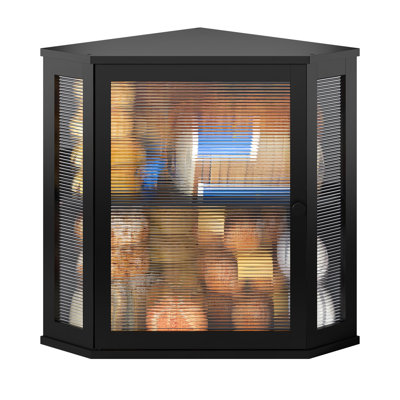 Boîte à pain de coin pour comptoir de cuisine en bambou double couche