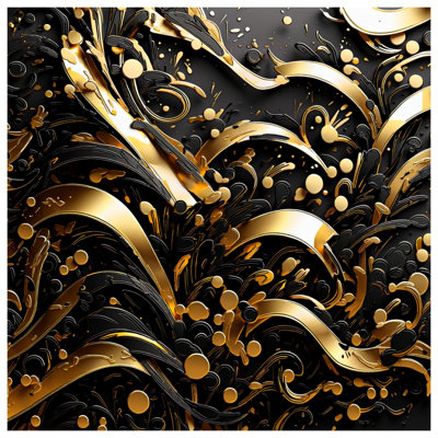 Gold Black Swirls Double Sided Throw Pillows