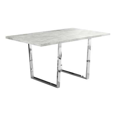 60" Rectangular Kitchen Dining Table, Grey Laminate Finish, Metal Legs, Stylish For Home Modern Table Rectangular, With Base, Formal Eating