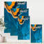 Composition abstraite de marbre en bleu et orange III - peinture sur toile-60160313-60160314